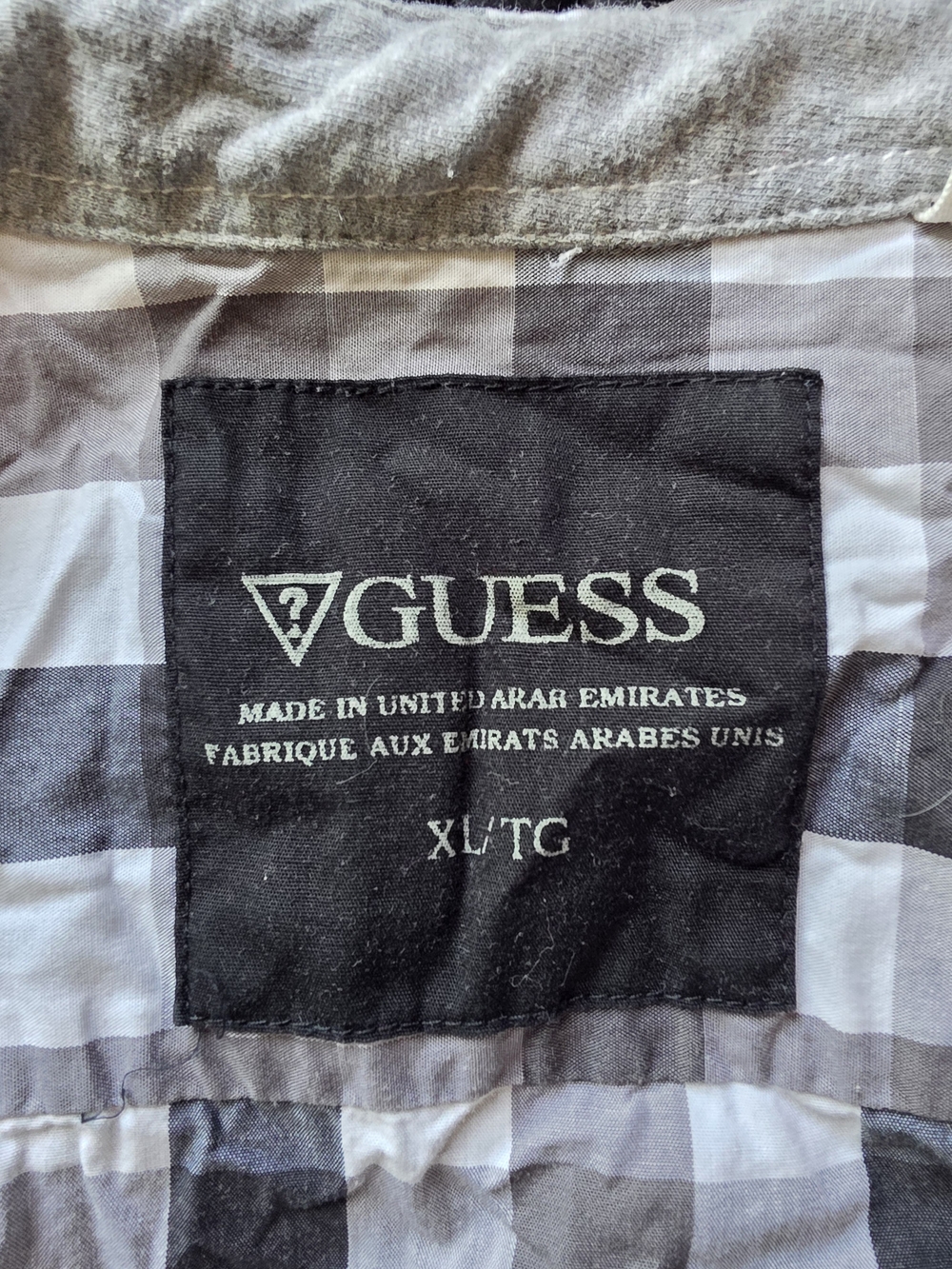 GUESS Plaid Button-Up Shirt - Black & White